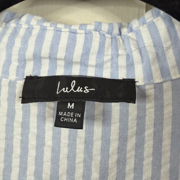 Lulu’s Adorable Impression White and Blue Midi Dress With Pockets Size M Medium - Picture 4 of 8